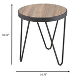 18" Black And Brown Solid Wood Round End Table - Homeroots