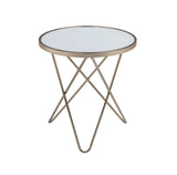 22" Brass And Clear Glass And Iron Round End Table - Homeroots