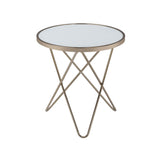 22" Brass And Clear Glass And Iron Round End Table - Homeroots