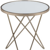 22" Brass And Clear Glass And Iron Round End Table - Homeroots