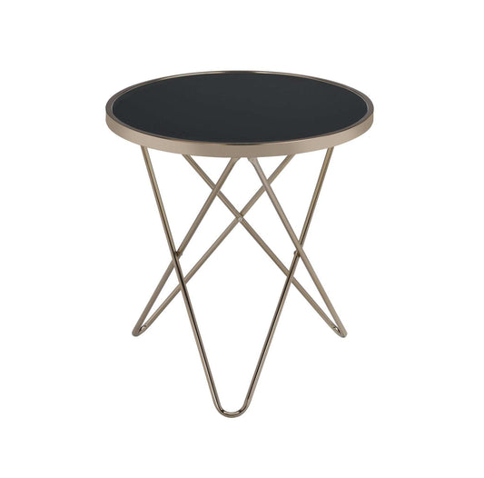 Mod Black Glass And Geo Gold End Table - Homeroots - Flyclothing LLC