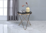 Mod Black Glass And Geo Gold End Table - Homeroots - Flyclothing LLC
