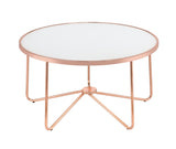 34" X 34" X 18" Frosted Glass And Rose Gold Coffee Table - Homeroots - Flyclothing LLC