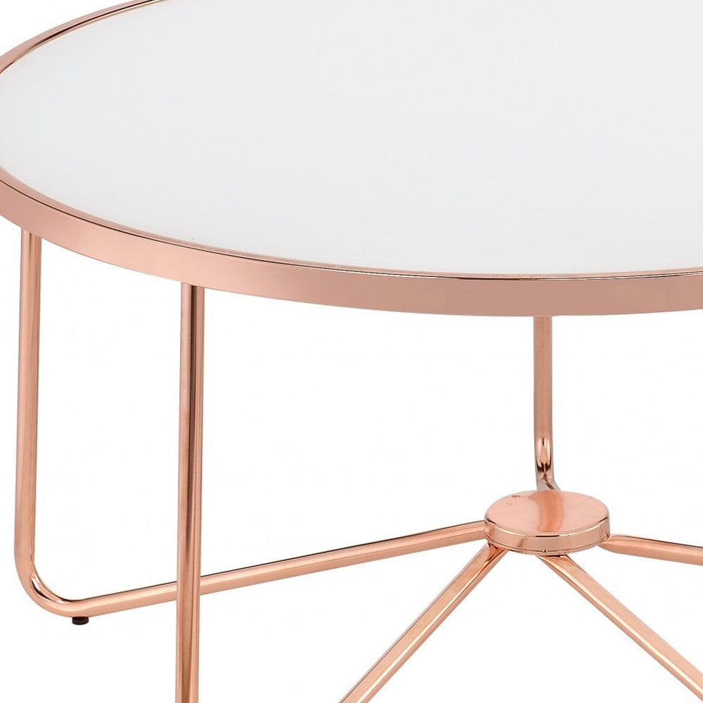 34" X 34" X 18" Frosted Glass And Rose Gold Coffee Table - Homeroots - Flyclothing LLC
