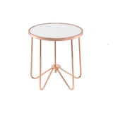 22" Rose Gold And Clear Glass Round End Table - Homeroots