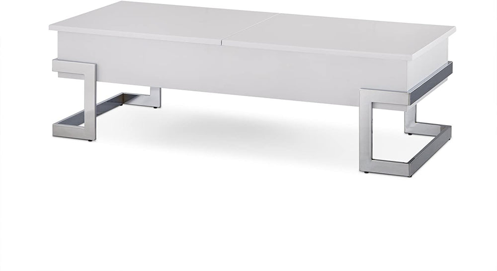 47" White And Silver Metal Lift Top Coffee Table - Homeroots - Flyclothing LLC