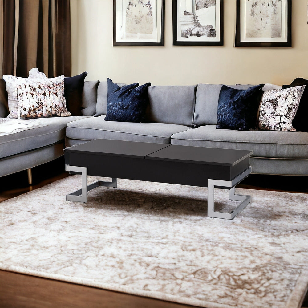 47" Black And Silver Iron Lift Top Coffee Table - Homeroots - Flyclothing LLC