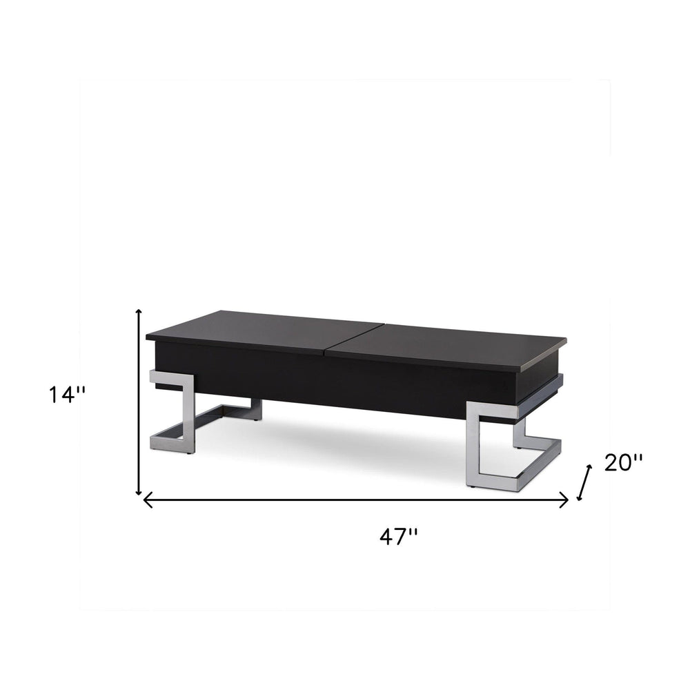 47" Black And Silver Iron Lift Top Coffee Table - Homeroots - Flyclothing LLC