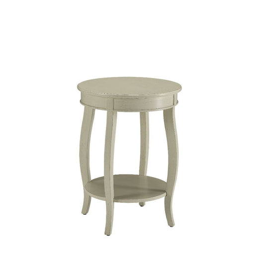 24" White Solid Wood Round End Table With Shelf - Homeroots