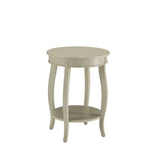 24" White Solid Wood Round End Table With Shelf - Homeroots
