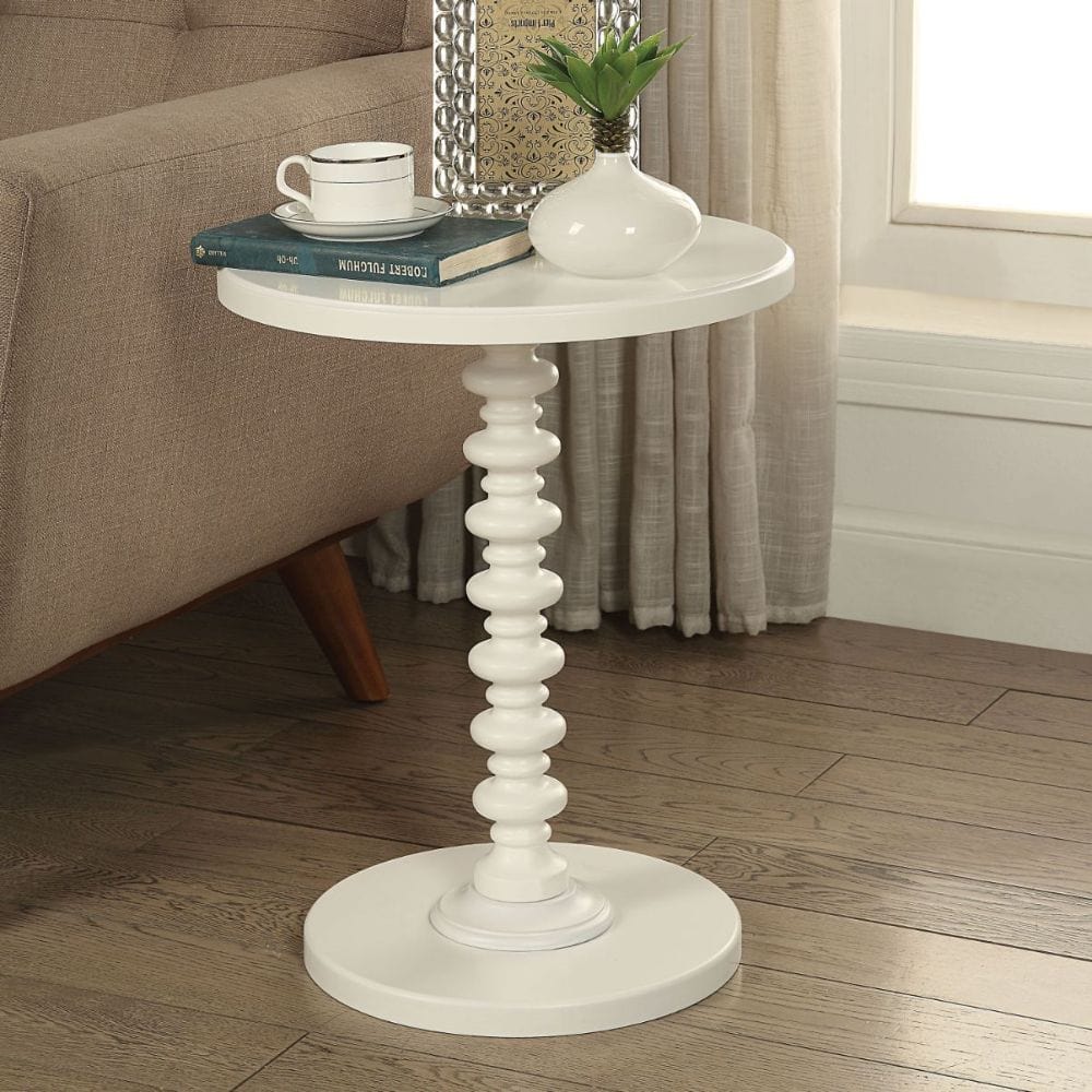 22" White Solid Wood Round End Table - Homeroots - Flyclothing LLC