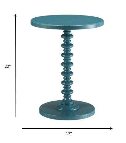 Fun Teal Wood Pedestal End Table - Homeroots - Flyclothing LLC