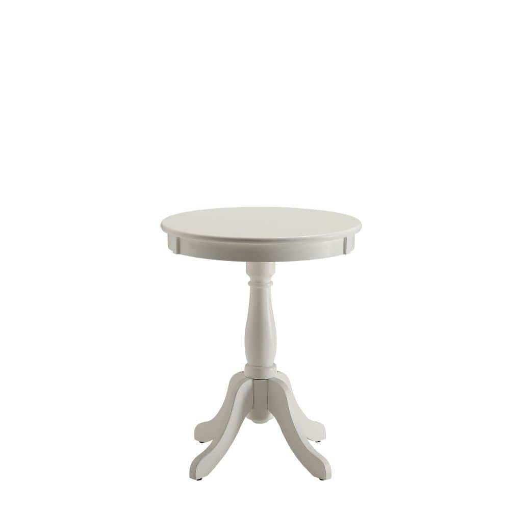 Cottage White Wood Pedestal Side Or End Table - Homeroots - Flyclothing LLC