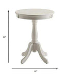 Cottage White Wood Pedestal Side Or End Table - Homeroots - Flyclothing LLC