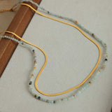 Beaded Titanium Steel Double-Layered Necklace - Trendsi - Flyclothing LLC