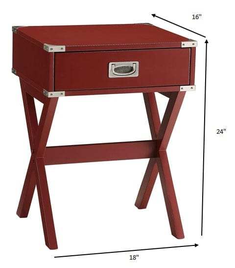 Modern Red X Shape Wooden Storage End Table - Homeroots - Flyclothing LLC