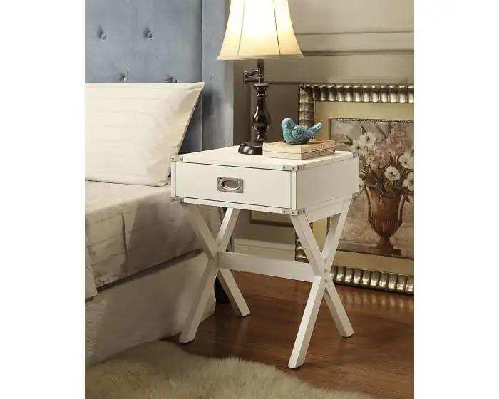 Modern White X Shape Wooden Storage End Table - Homeroots - Flyclothing LLC