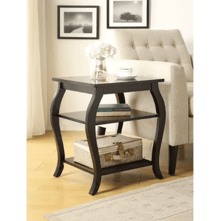 Black Finish Bow Leg Square End Table - Homeroots - Flyclothing LLC