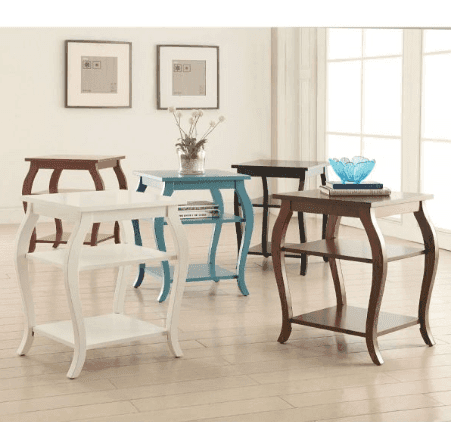 Black Finish Bow Leg Square End Table - Homeroots - Flyclothing LLC