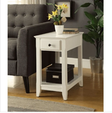 23" White Solid and Manufactured Wood End Table With Drawer And Shelf - Homeroots - Flyclothing LLC