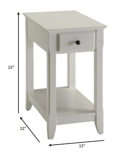23" White Solid and Manufactured Wood End Table With Drawer And Shelf - Homeroots - Flyclothing LLC