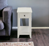 23" White Solid and Manufactured Wood End Table With Drawer And Shelf - Homeroots - Flyclothing LLC