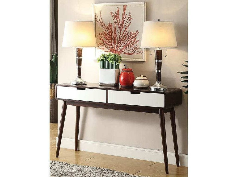 Mahogony And White Double Drawer Console Table - Homeroots - Flyclothing LLC