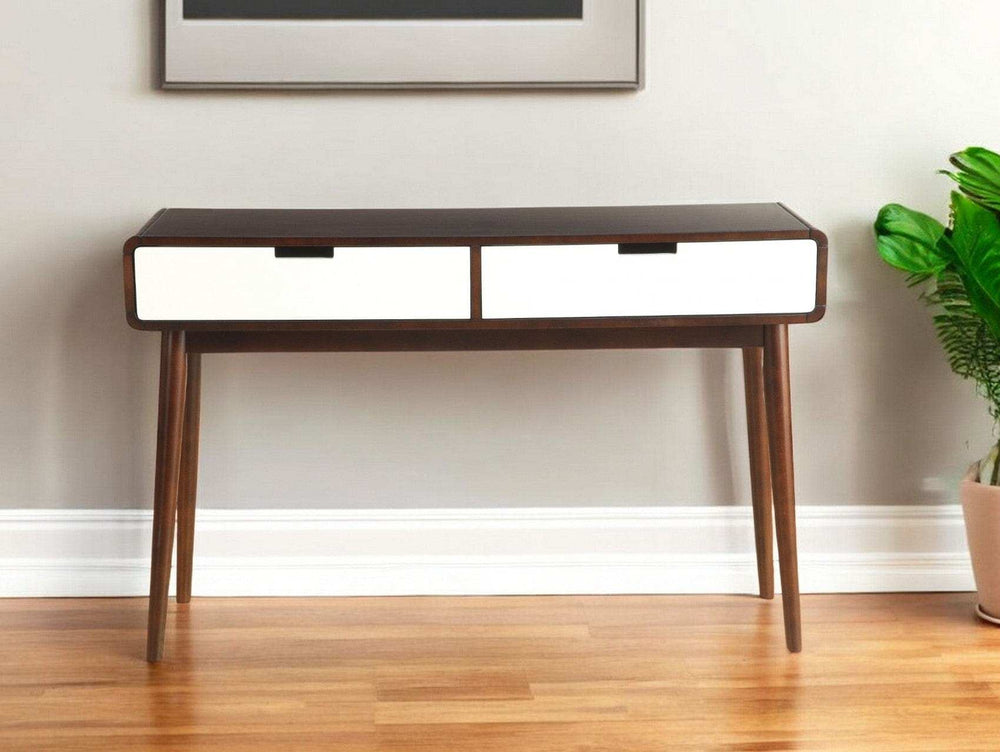 Mahogony And White Double Drawer Console Table - Homeroots - Flyclothing LLC