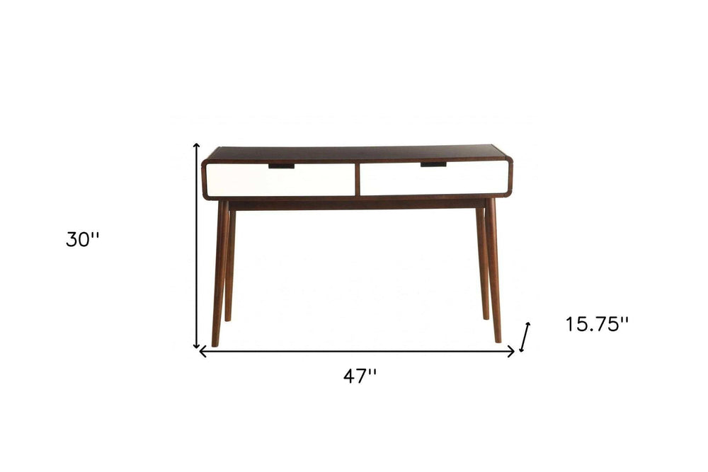 Mahogony And White Double Drawer Console Table - Homeroots - Flyclothing LLC