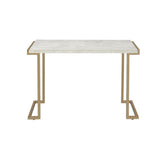 44" White And Gold Faux Marble And Iron Coffee Table - Homeroots - Flyclothing LLC