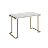 44" White And Gold Faux Marble And Iron Coffee Table - Homeroots - Flyclothing LLC