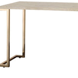 44" White And Gold Faux Marble And Iron Coffee Table - Homeroots - Flyclothing LLC