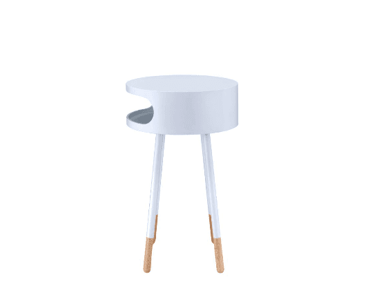 Bentwood White Retro Round Wooden End Table - Homeroots - Flyclothing LLC