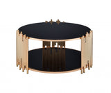 37" X 37" X 18" Black Glass And Gold Coffee Table - Homeroots - Flyclothing LLC