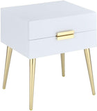 24" Gold And White End Table With Two Drawers - Homeroots