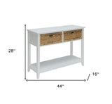 44" White Solid Wood Console Table And Drawers - Homeroots - Flyclothing LLC