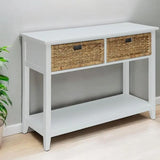 44" White Solid Wood Console Table And Drawers - Homeroots - Flyclothing LLC