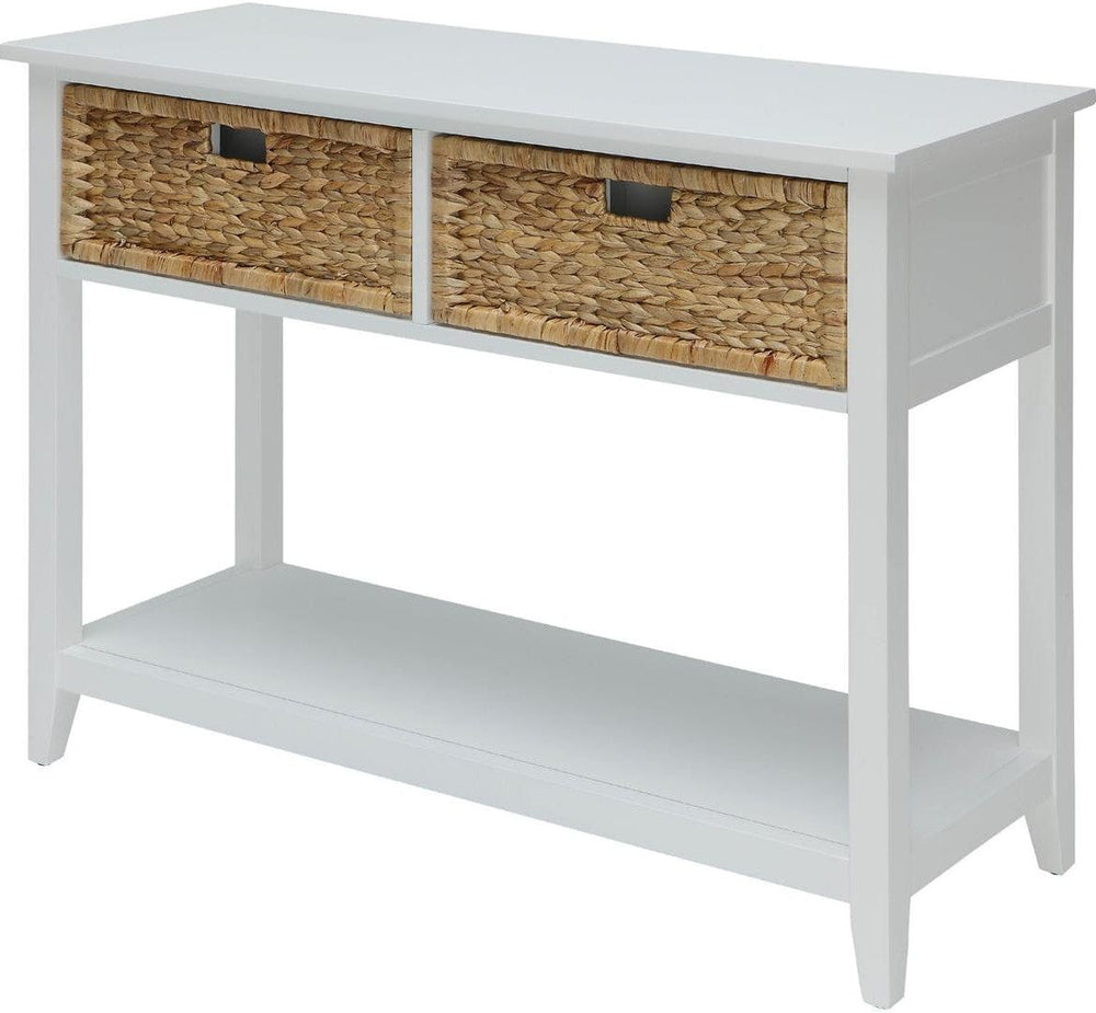 44" White Solid Wood Console Table And Drawers - Homeroots - Flyclothing LLC