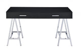 54" Black and Silver Writing Desk With Two Drawers - Homeroots - Flyclothing LLC