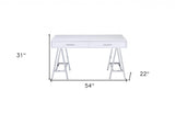 54" White and Silver Writing Desk With Two Drawers - Homeroots - Flyclothing LLC
