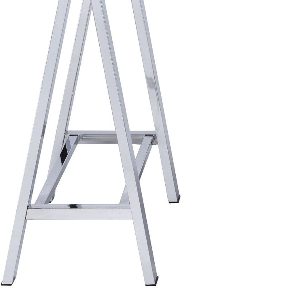 54" White and Silver Writing Desk With Two Drawers - Homeroots - Flyclothing LLC