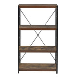 43" Brown and Black Metal and Wood Three Tier Etagere Bookcase - Homeroots - Flyclothing LLC