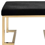 24" Black Cotton Blend And Gold Ottoman - Homeroots