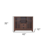 42" Walnut Two Drawer Sideboard with Glass Doors - Homeroots - Flyclothing LLC