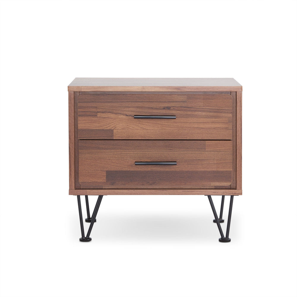18" Brown Two Drawers Metal Nightstand - Homeroots - Flyclothing LLC