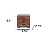19" Espresso And Walnut Brown Three Drawer Wood Nightstand - Homeroots - Flyclothing LLC