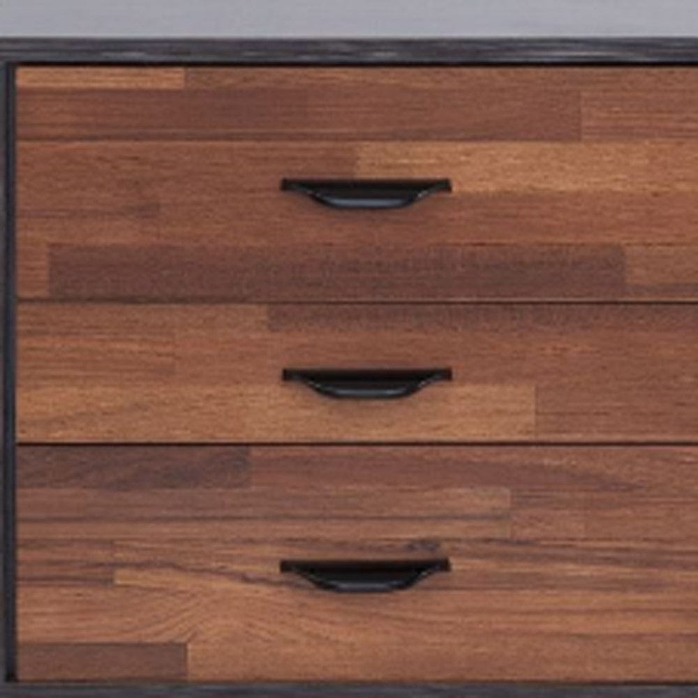 19" Espresso And Walnut Brown Three Drawer Wood Nightstand - Homeroots - Flyclothing LLC
