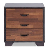 19" Espresso And Walnut Brown Three Drawer Wood Nightstand - Homeroots - Flyclothing LLC