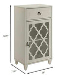 Fret Work Design Glass Door White Cabinet - Homeroots - Flyclothing LLC