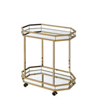 Champagne Finish Metal Serving Cart With 2 Mirror Shelves - Homeroots - Flyclothing LLC